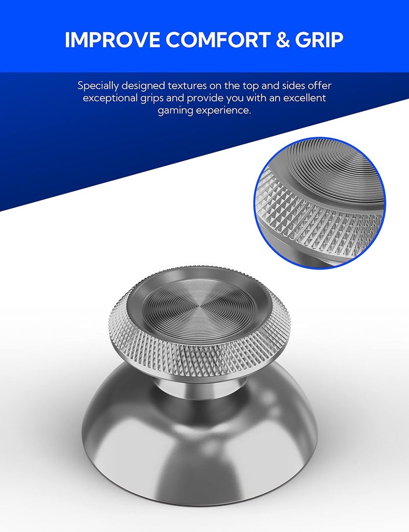 Avericht Metal Thumbsticks for PS5 Controller, Aluminum Joystick Replacement Kit for Dualsense Controller Accessories (Silver) - Image 3